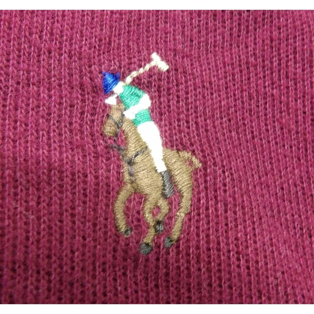 Polo Ralph Lauren Estate Rib Quarter Zip Men L Burgundy Cotton Flesh Pony Golf